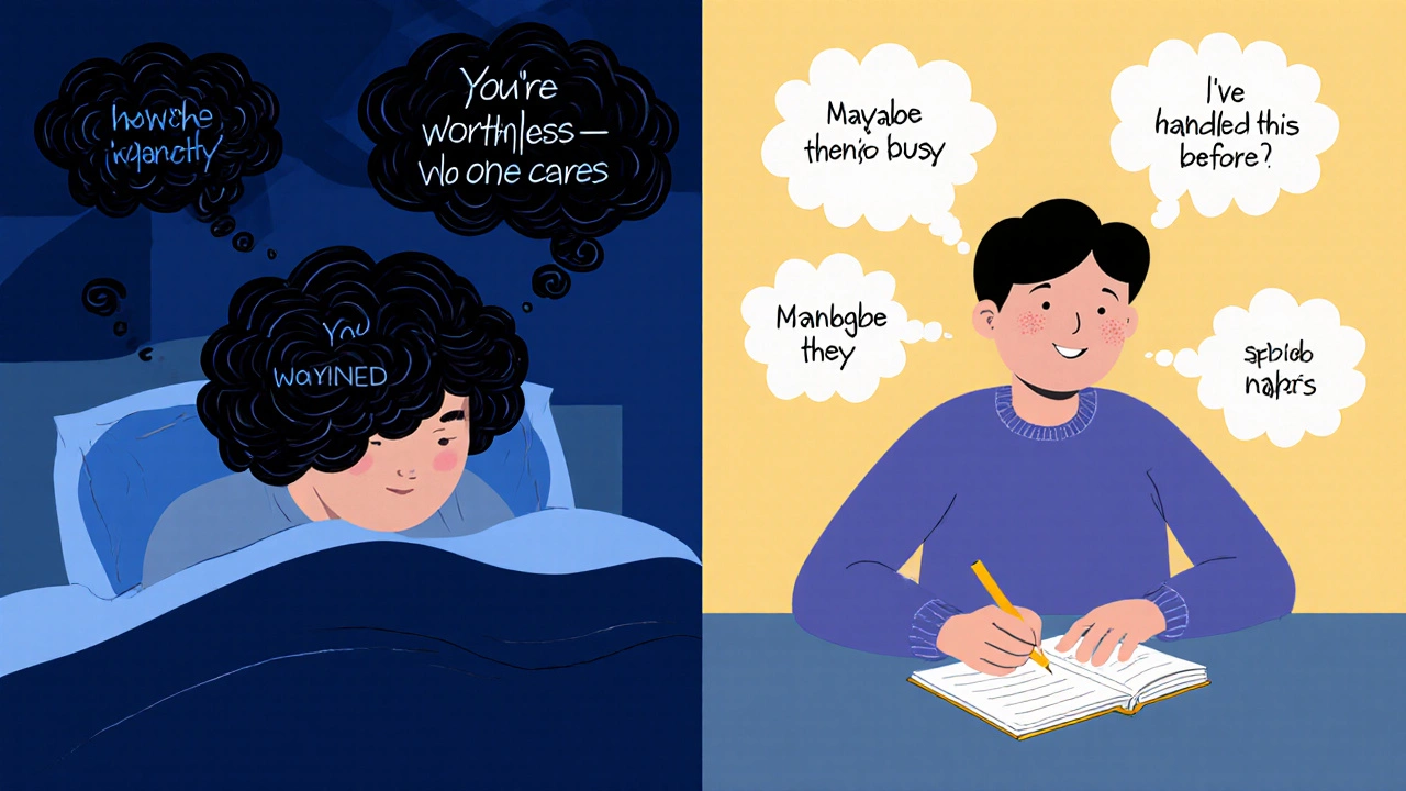 Два состояния одного человека: ночью с тяжелыми мыслями и днем с ясными, реалистичными мыслями в дневнике