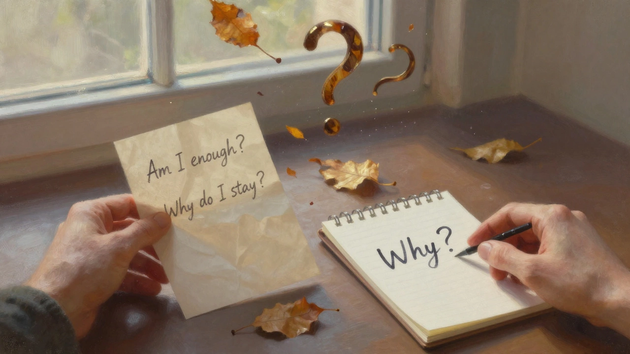 Две руки: одна держит вопрос, другая — только слово &#039;Почему?&#039;, между ними — листья, превращающиеся в знаки вопроса.