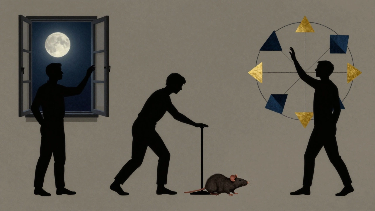 Три символа психологии: сон, награда и целостная форма.